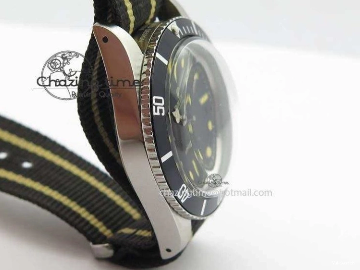 Strap SS Vintage On Dial Black A2836 Date Nylon No 1680 Submariner 0403